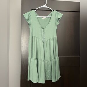 green flowy dress